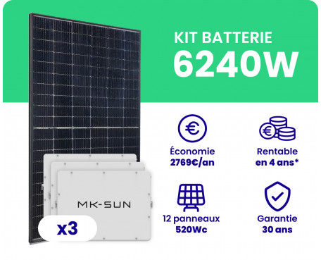 Kit Solaire Autoconsommation 6240W + Pack Batterie 15kWh