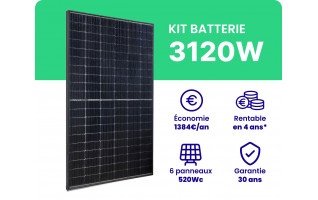 Kit Solaire Autoconsommation 3120W + Pack Batterie 5kWh