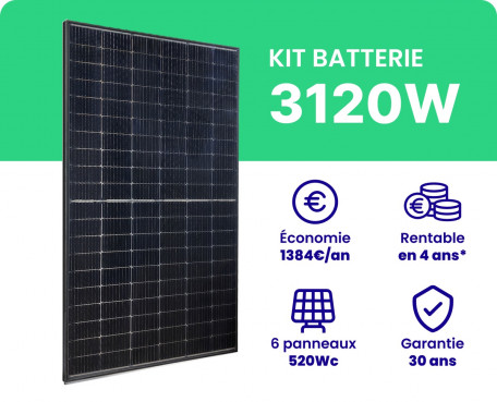 Kit Solaire Autoconsommation 3120W + Pack Batterie 5kWh